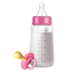 Baby Shower Pink Baby Bottle with Pacifier Transparent Sticker